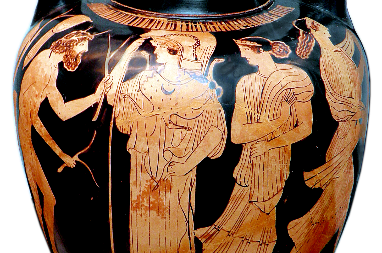 Odysseus_and_Athena_at_the_meeting_with_Nausicaa,_Attic_red-figured_amphora_from_Vulci,_440_BC,_Staatliche_Antikensammlungen,_Munich_(8957437815)_cropped_glare_reduced_white_bg
