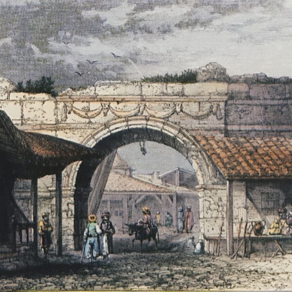 Golden_Gate_or_Axios_(Vardar)_Gate_in_Thessaloniki,_colour_version,_Esprit-Marie_Cousinéry,_1831-topaz-upscale-2x Η Χρυσή Πύλη ή Πύλη του Αξιού (Βαρδάρη) στη Θεσσαλονίκη, έγχρωμη απεικόνιση του Esprit-Marie Cousinéry, βασισμένη σε σχέδιό του που δημοσιεύθηκε στο έργο Voyage dans la Macédoine (Παρίσι, 1831). Από Εσπρίτ-Μαρι Κουζινερύ - https://eng.travelogues.gr/item.php?view=52454, Κοινό Κτήμα, https://commons.wikimedia.org/w/index.php?curid=91547341