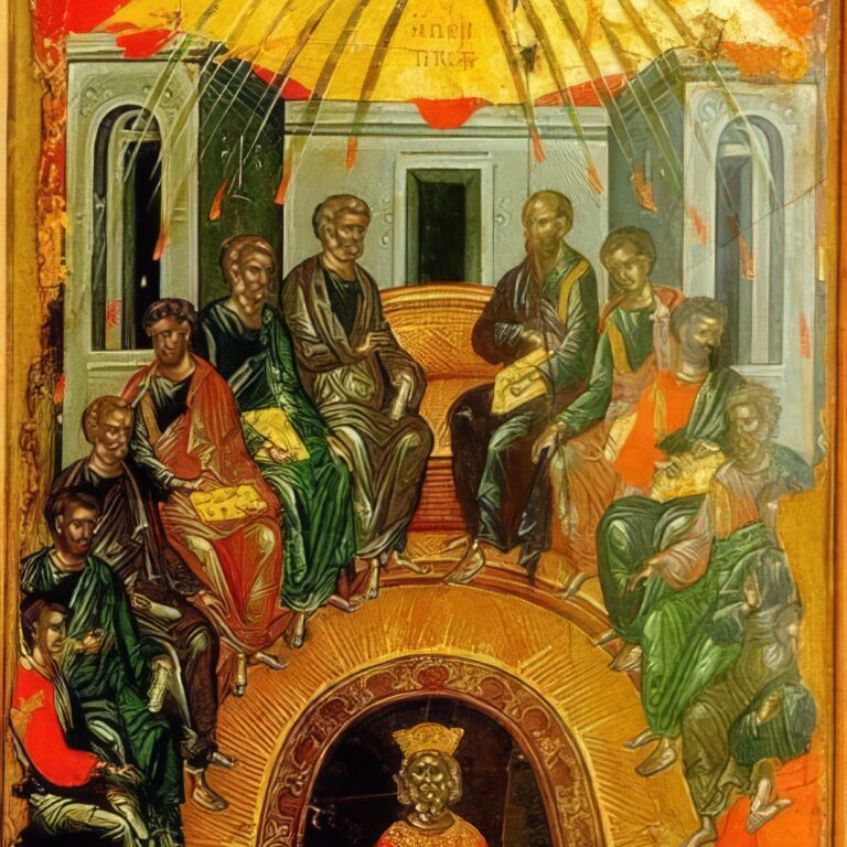 Πεντηκοστή,_Θεοφάνης_Κρητικός,_14ος_αι._Mονή_Σταυρονικήτα-topaz-upscale-4x